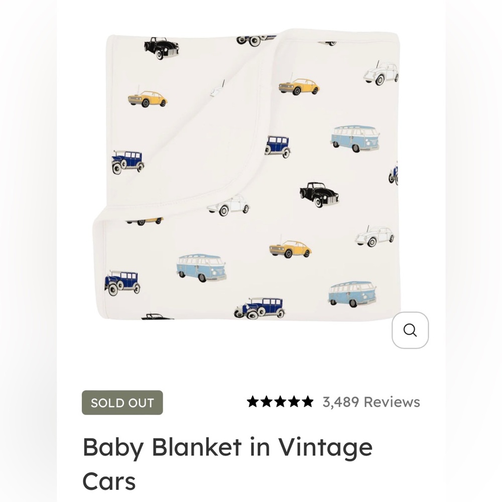 NIB Kyte Baby Vintage Cars Baby Blanket